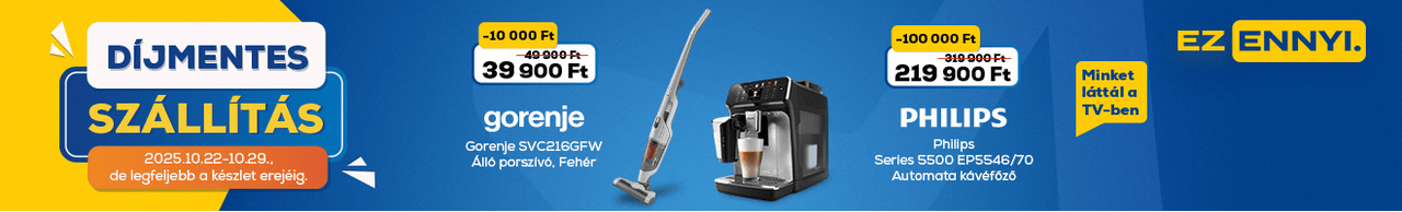Díjmentes szállítás az Euronics-nál! Ez ennyi.
