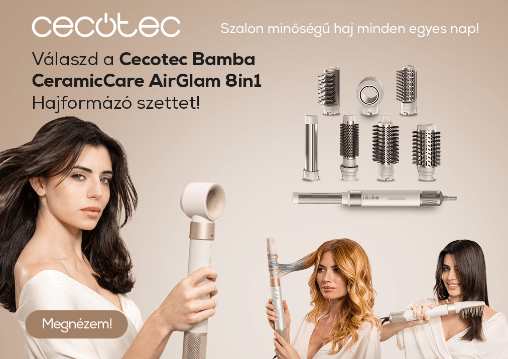 Cecotec Bamba CeramicCare AirGlam 8in1 Hajformázó szett, pezsgő