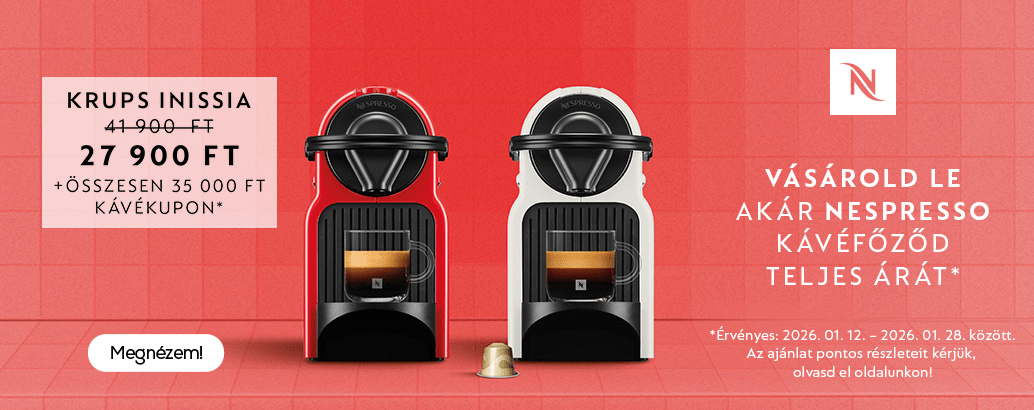 Krups Inissia XN100110/XN100510 Nespresso Kapszulás kávéfőző 41 900 Ft helyett 27 900 Ft, kedvezmény 14 000 Ft