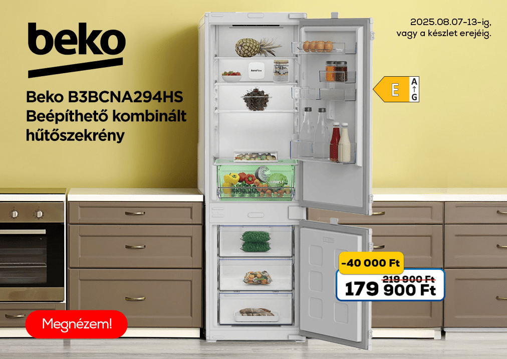 Beko B3BCNA294HS Beépíthető kombinált hűtőszekrény