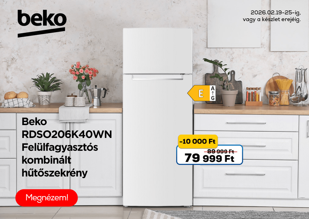Beko RDSO206K40WN Felülfagyasztós kombinált hűtőszekrény
