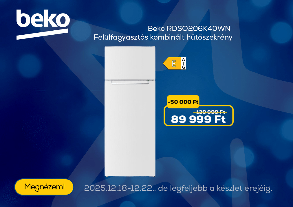 Beko RDSO206K40WN Felülfagyasztós kombinált hűtőszekrény