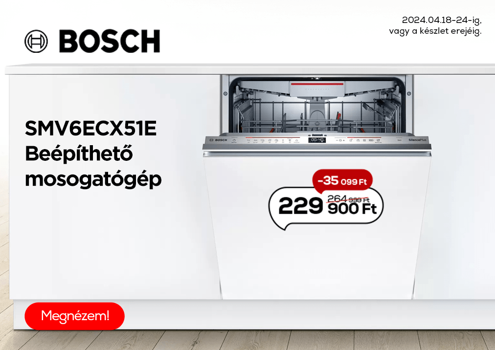 BOS SMV6ECX51E Integrált bi mosogatógép 2 széles 04.24
