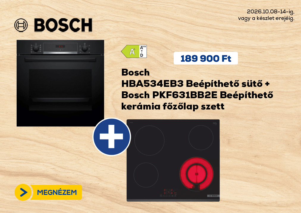 Bosch HBA534EB3 Beépíthető sütő + Bosch PKF631BB2E Beépíthető kerámia főzőlap