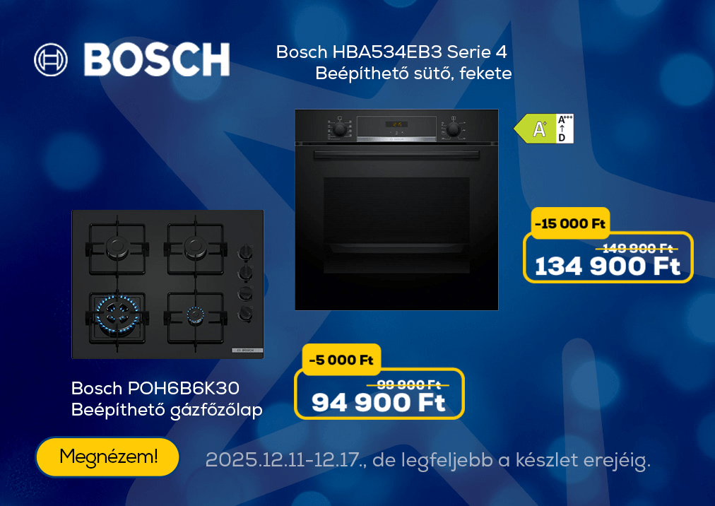 Bosch HBA534EB3 Serie 4 Beépíthető sütő, fekete