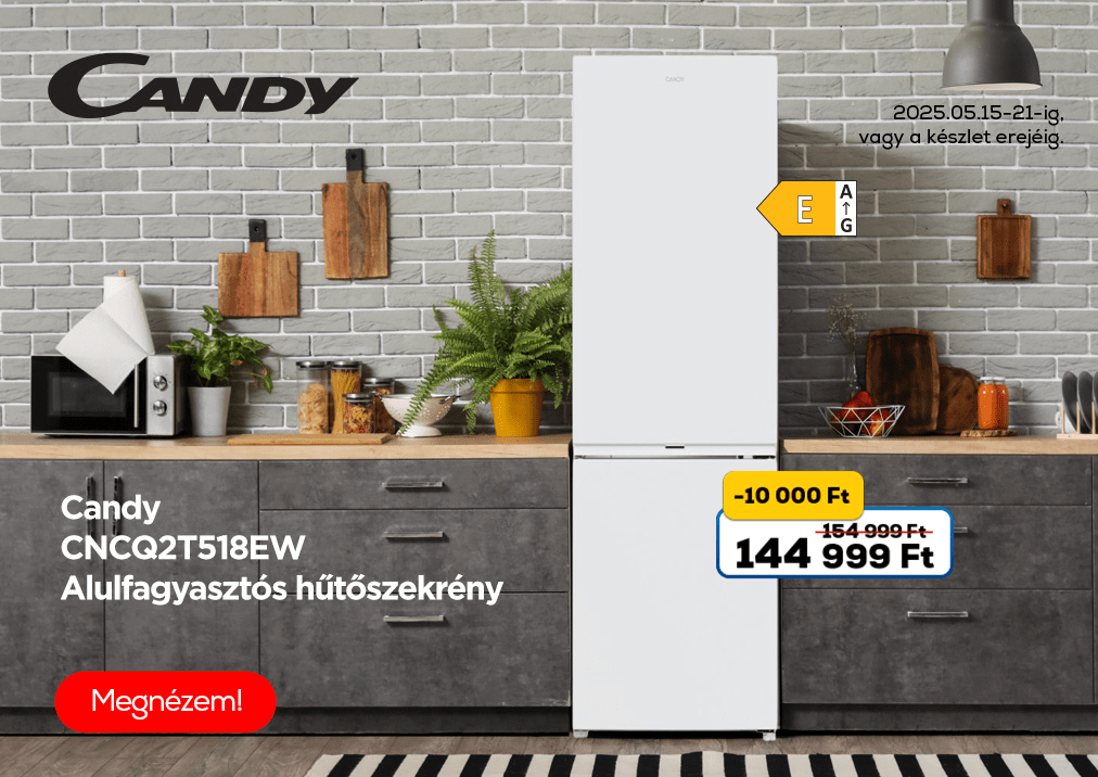 Candy CNCQ2T518EW Alulfagyasztós hűtőszekrény
