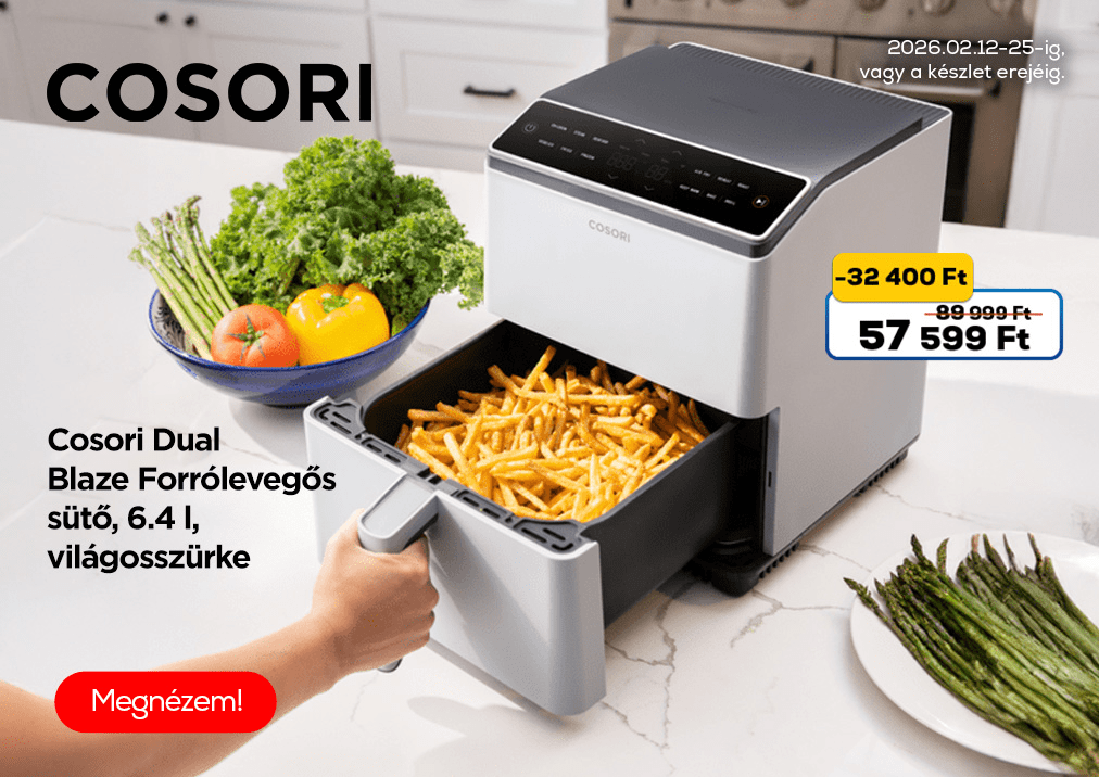 Cosori Dual Blaze Forrólevegős sütő, 6.4 l, világosszürke