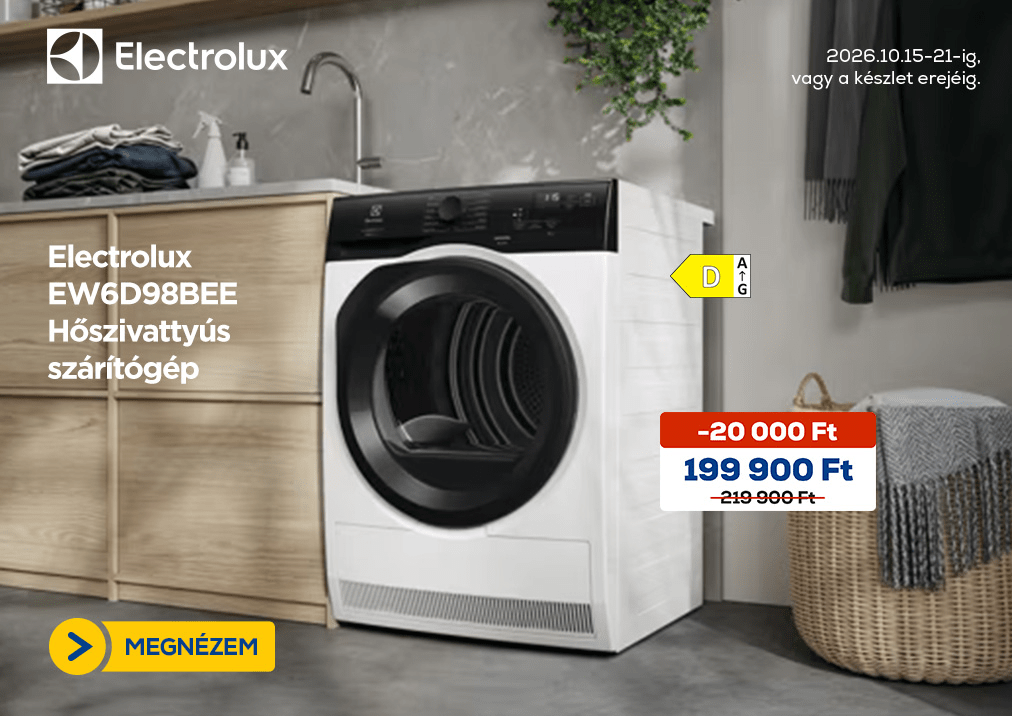 Electrolux EW6D98BEE Hőszivattyús szárítógép