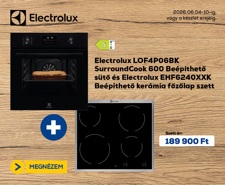 Electrolux LOF4P06BK Beépíthető sütő + Electrolux EHF6240XXK Beépíthető kerámia főzőlap