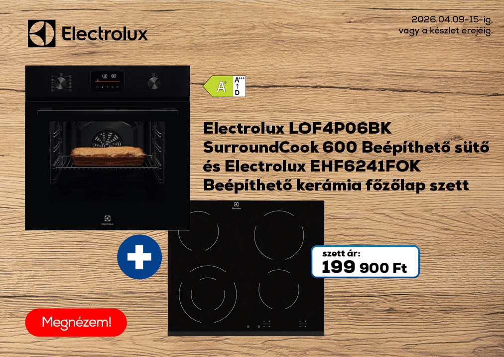 Electrolux LOF4P06BK SurroundCook 600 Beépíthető sütő és Electrolux EHF6241FOK Beépíthető kerámia főzőlap szett