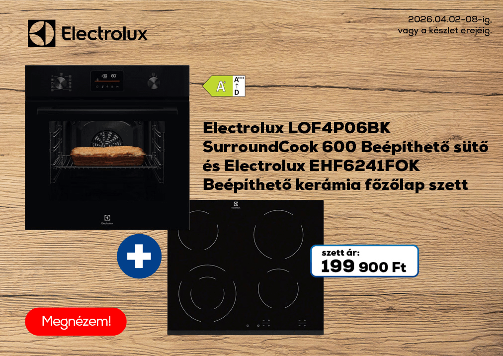 Electrolux LOF4P06BK SurroundCook 600 Beépíthető sütő és Electrolux EHF6241FOK Beépíthető kerámia főzőlap szett