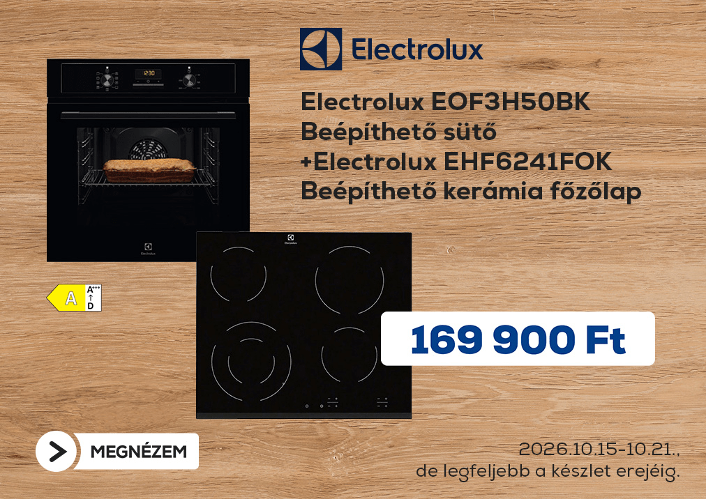Electrolux EOF3H50BK Beépíthető sütő + Electrolux EHF6241FOK Beépíthető kerámia főzőlap