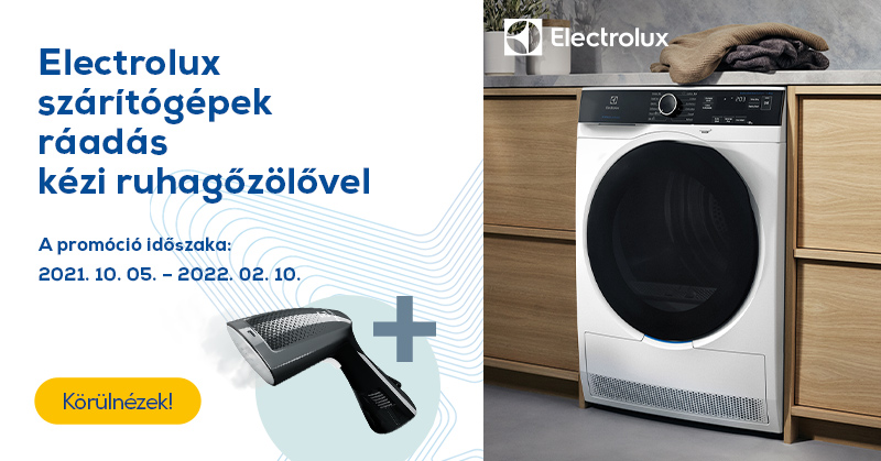 Electrolux szárítógépek ráadás kézi ruhagőzölővel