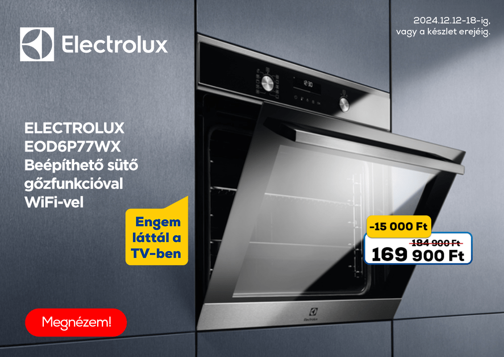 Electrolux EOD6P77WX Beépíthető sütő gőzfunkcióval, WiFi-vel