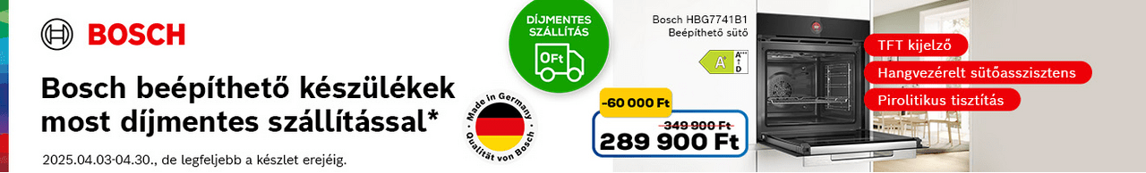 Bosch beépíthető készülékek most díjmentes szállítással