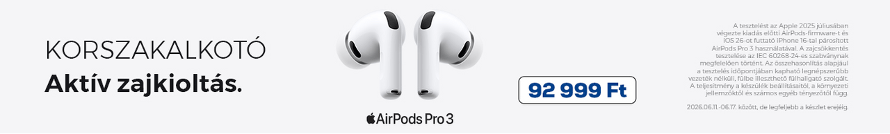 AirPods Pro 3. Korszakalkotó Aktív zajkioltás.