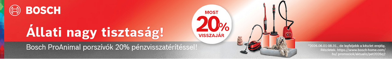 Állati nagy tisztaság! Bosch ProAnimal porszívók most 20% pénzvisszatérítéssel.