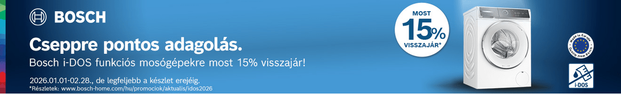 Cseppre pontos adagolás.15% pénzvisszatérítés i-DOS funkciós mosógépekre