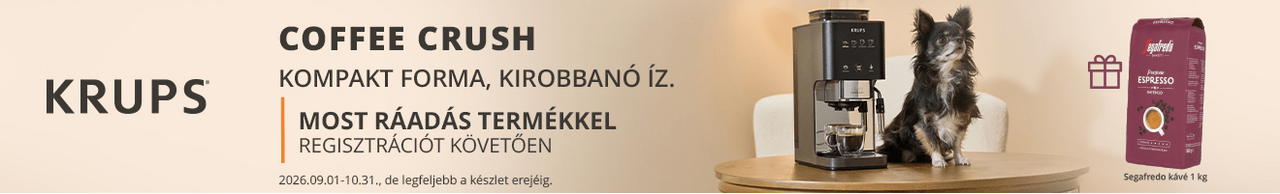 Krups Coffee Crush most ráadás szemeskávéval regisztráció után
