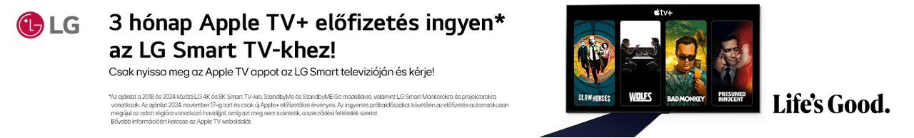 LG televíziók 3 hónap Apple TV előfizetéssel!