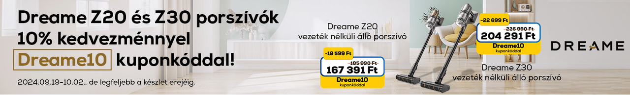 Dreame Z20 és Z30 porszívók 10% kuponkedvezménnyel!