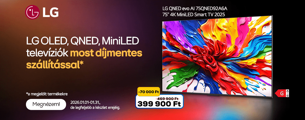LG OLED, QNED, MiniLED televíziók most díjmentes szállítással*
