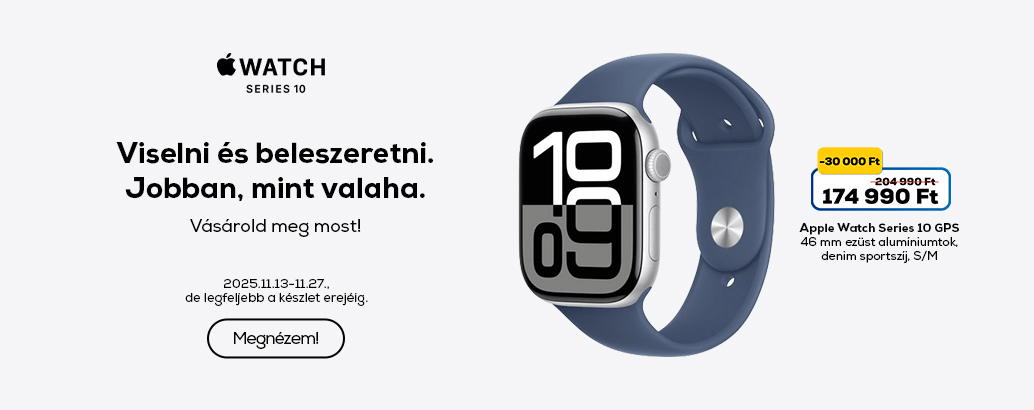 Apple Watch Series 10 GPS 46 mm ezüst alumíniumtok