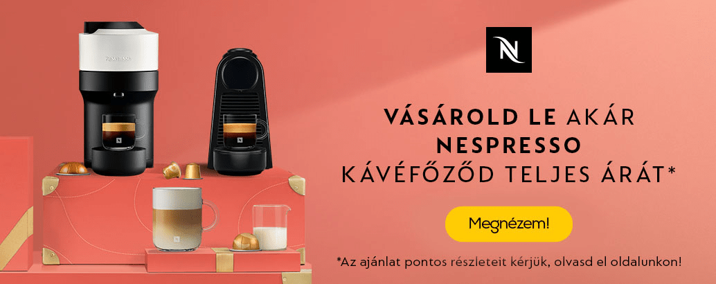 Vásárold le akár Nespresso kávéfőződ teljes árát az első 5 kávékapszula rendelésed során.