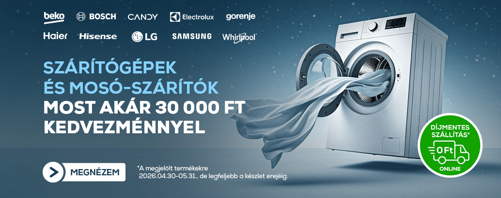Szárítógépek és mosó-szárítók most akár 30 000 Ft kedvezménnyel