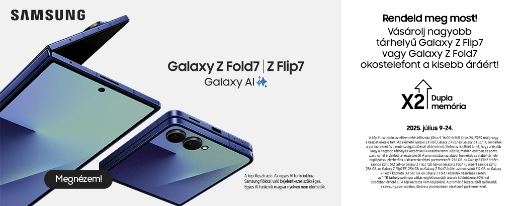 Vásárolj nagyobb tárhelyű Galaxy Flip7 vagy Galaxy Fold7 okostelefont a kisebb áráért!