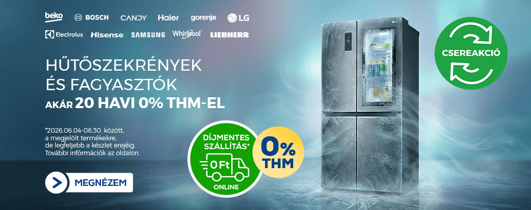 Hűtőszekrények és fagyasztók akár 20 havi 0% THM-el