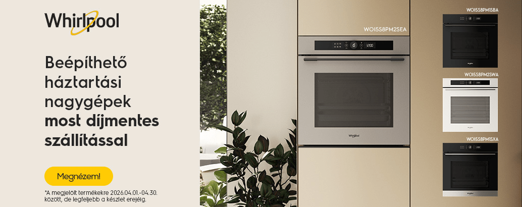 Whirlpool beépíthető háztartási nagygépek most díjmentes szállítással
