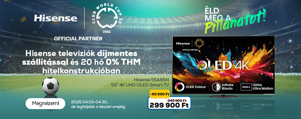 Hisense televíziók díjmentes szállítással és 20 hó 0% THM hitelajánlattal!