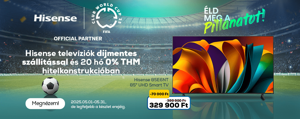 Hisense televíziók díjmentes szállítással és 20 hó 0% THM hitelkonstrukcióval