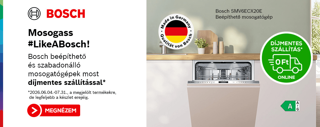 Bosch beépíthető és szabadonálló mosogatógépek díjmentes szállítással