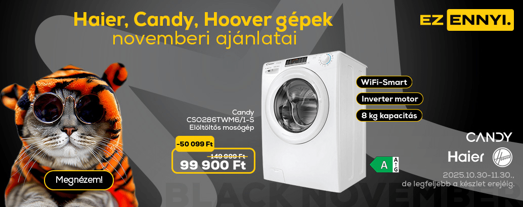 Haier/ Candy/ Hoover gépek novemberi ajánlatai