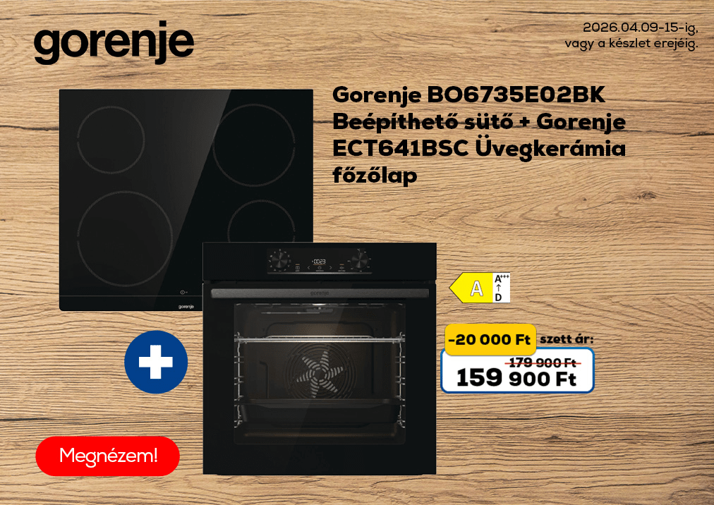Gorenje BO6735E02BK Beépíthető sütő + Gorenje ECT641BSC Üvegkerámia főzőlap