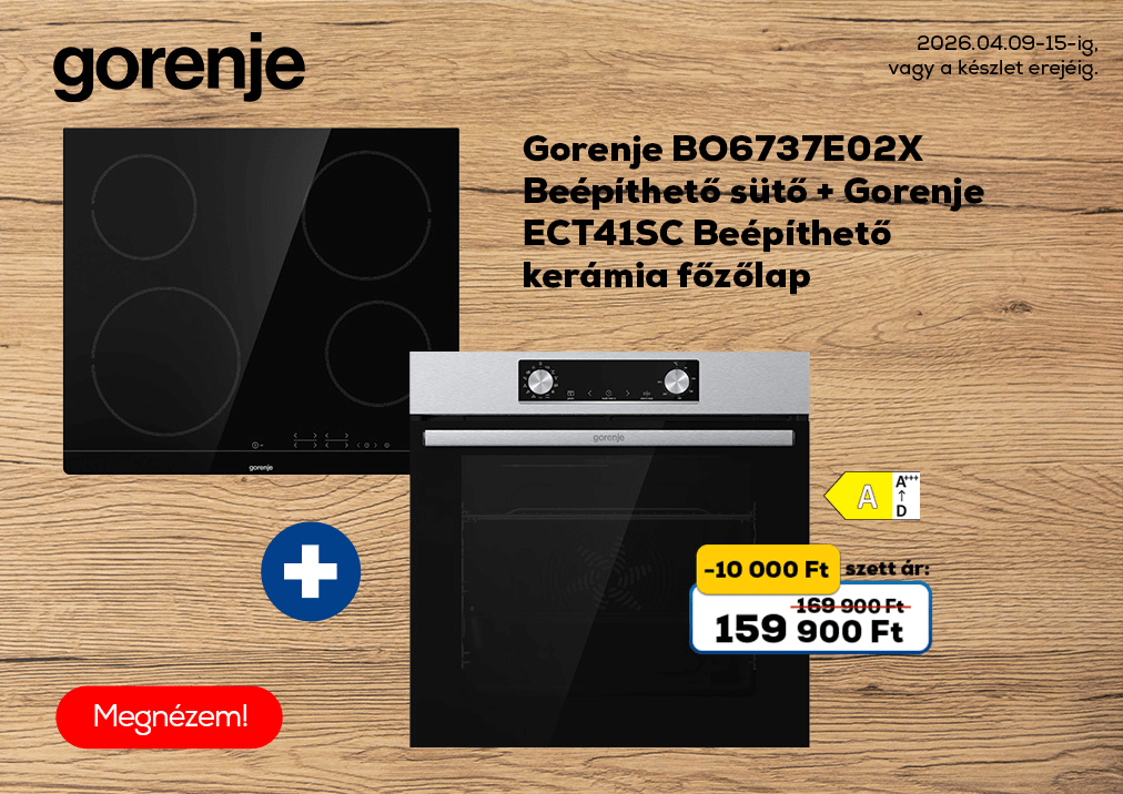 Gorenje BO6737E02X Beépíthető sütő + Gorenje ECT41SC Beépíthető kerámia főzőlap