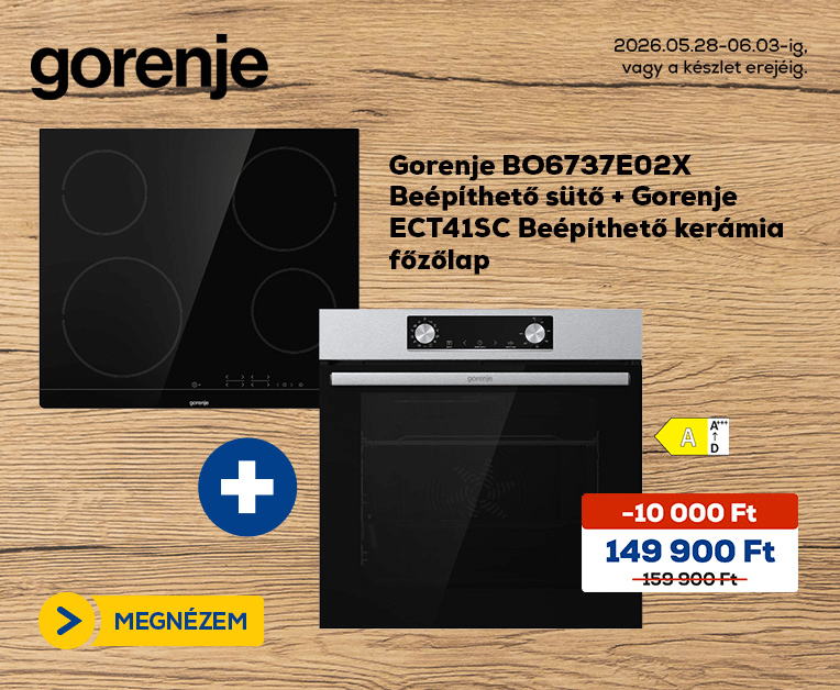 Gorenje BO6737E02X Beépíthető sütő + Gorenje ECT41SC Beépíthető kerámia főzőlap