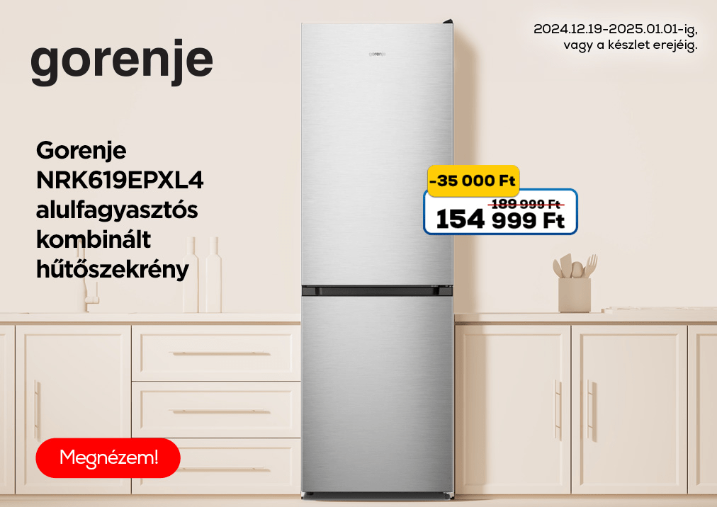 Gorenje NRK619EPXL4 alulfagyasztós kombinált hűtőszekrény