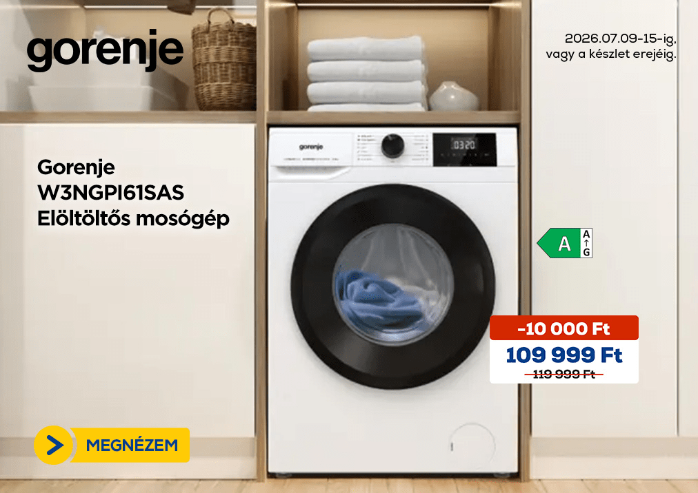 Gorenje W3NGPI61SAS Elöltöltős mosógép