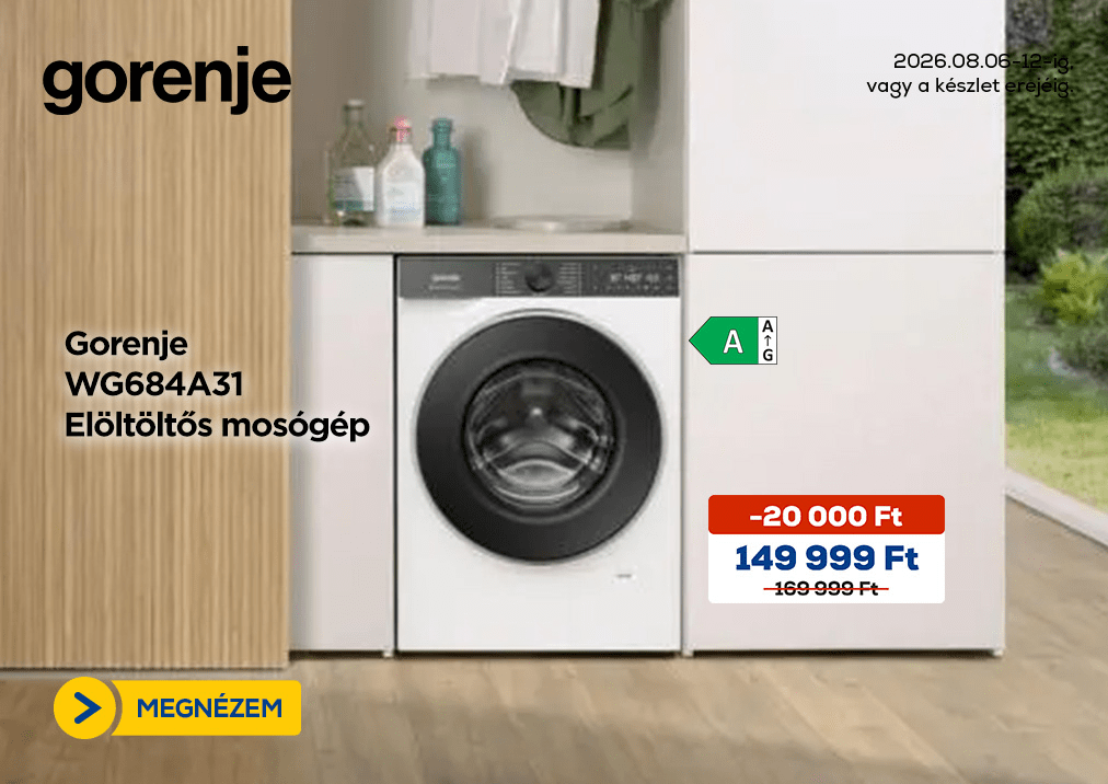 Gorenje WG684A31 Elöltöltős mosógép