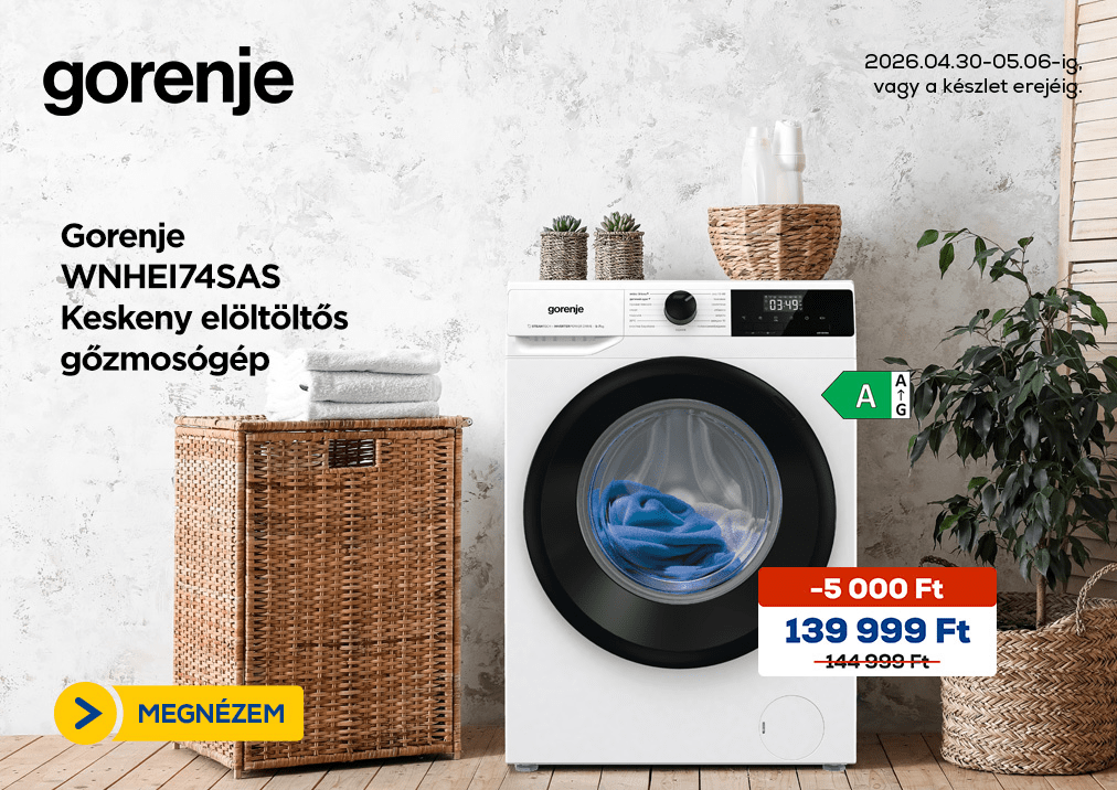 Gorenje WNHEI74SAS Keskeny elöltöltős gőzmosógép
