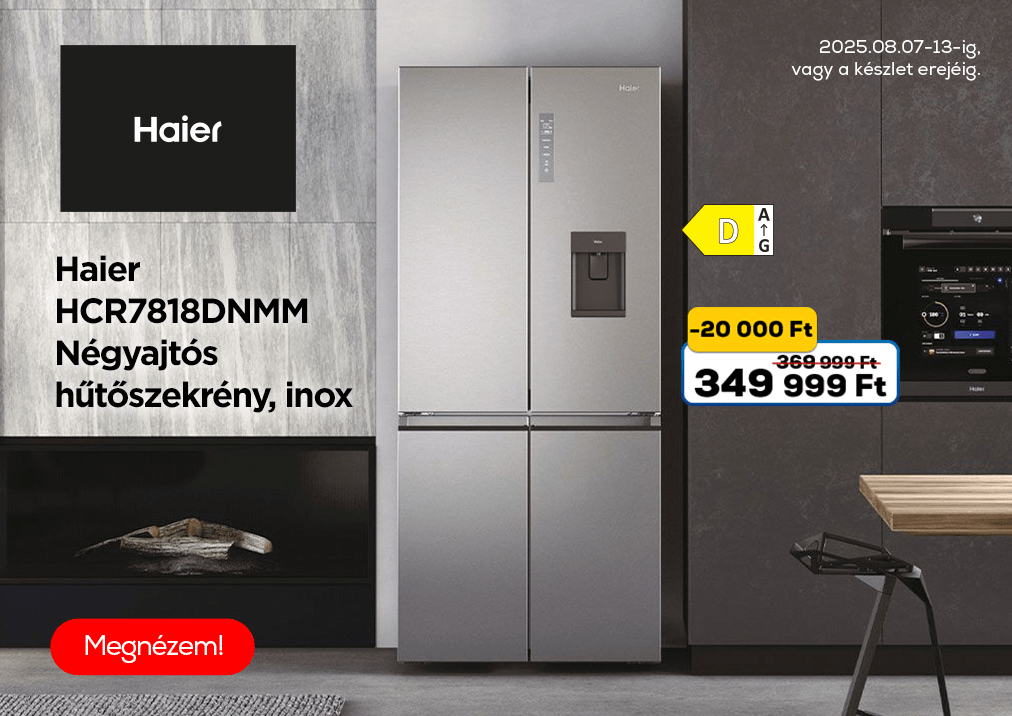 Haier HCR7818DNMM Négyajtós hűtőszekrény, inox
