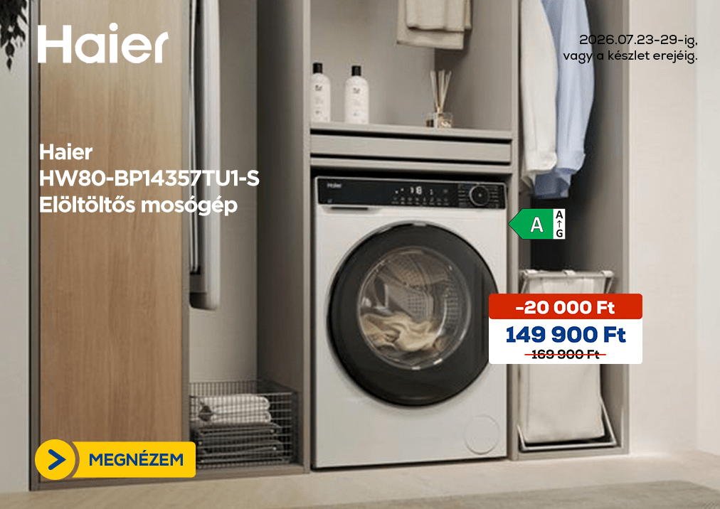 Haier HW80-BP14357TU1-S Elöltöltős mosógép