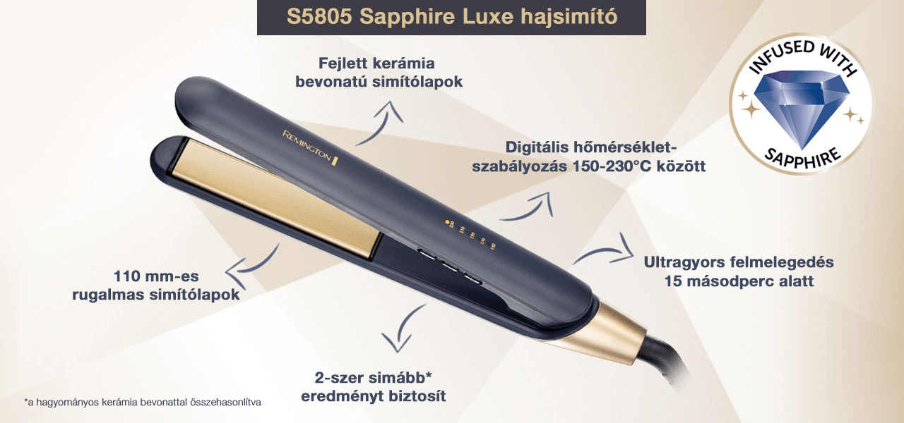 Remington S5805 Sapphire Luxe hajsimító, mélykék/pezsgő
