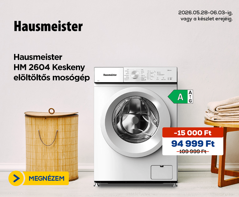 Hausmeister HM 2604 Keskeny elöltöltős mosógép