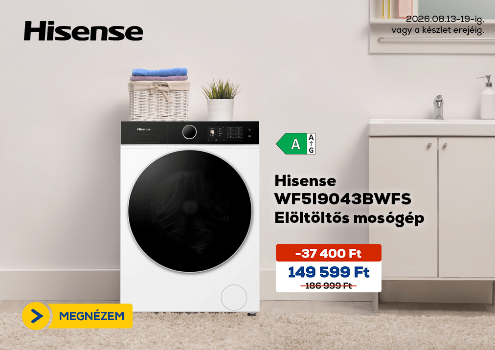 Hisense WF5I9043BWFS Elöltöltős mosógép