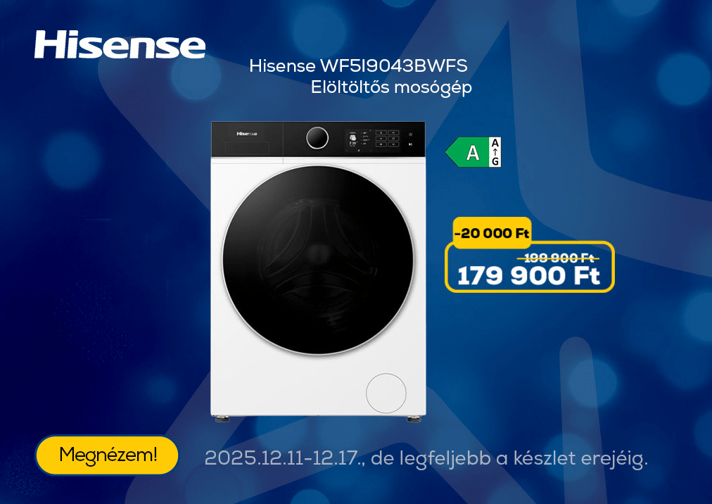 Hisense WF5I9043BWFS Elöltöltős mosógép