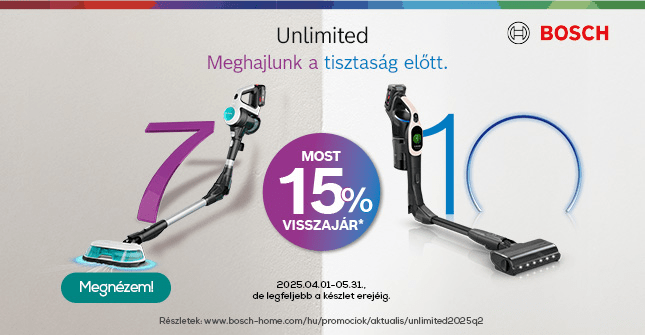 Április 1. és május 31. között 15% pénzvisszatérítést adunk a végfelhasználóknak a promócióban részt vevő Unlimited vezeték nélküli porszívók vásárlása esetén